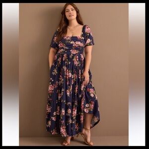 Arula WILLOW Dress Roses Floral Navy Mauve NWT B 2X
